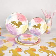 Load image into Gallery viewer, Unicorn Party Decorations by Aliza | Girl Princess Toddler Kids Birthday Pastel Rainbow Pink Decorations – Cups Plates Signs Napkins Balloons Tablecloth Utensils – Decorations for Girls – Serves
