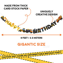 Load image into Gallery viewer, Construction Birthday Party Supplies Banner | Baby Boy Toddler Kids Birthday Truck Decorations – Huge 8-feet Long Under Construction Decor – The Perfect Decoration for your Party