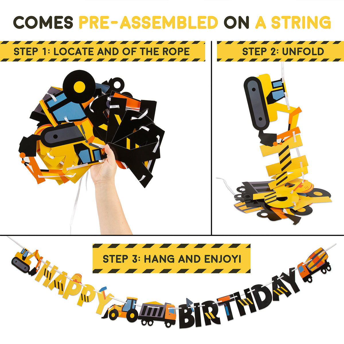 Birthday Yard Sign Large Construction Vehicle Happy Birthday Banner Dump Truck Excavator Crane Digger Zone Birthday Train Party Decor