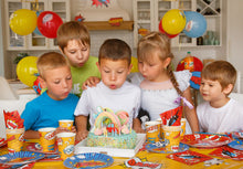 Load image into Gallery viewer, Superhero Birthday Party Supplies by Aliza | Baby Boy Toddler Kids Birthday Super Hero Decorations – Cups Plates Signs Napkins Balloons Tablecloth Utensils – Decorations for Boys and Girls – Serves 25