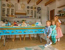 Load image into Gallery viewer, Construction Birthday Party Supplies by Aliza | Baby Boy Toddler Kids Dump Truck Car Tractor Transportation Decorations – Cups Plates Signs Napkins Tablecloth Utensils – Decorations for Boys and Girls – Serves 25