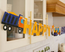 Load image into Gallery viewer, Construction Birthday Party Supplies by Aliza | Baby Boy Toddler Kids Dump Truck Car Tractor Transportation Decorations – Cups Plates Signs Napkins Tablecloth Utensils – Decorations for Boys and Girls – Serves 25