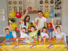 Load image into Gallery viewer, Superhero Birthday Party Supplies by Aliza | Baby Boy Toddler Kids Birthday Super Hero Decorations – Cups Plates Signs Napkins Balloons Tablecloth Utensils – Decorations for Boys and Girls – Serves 25