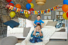 Load image into Gallery viewer, Superhero Birthday Party Supplies Banner by Aliza | Baby Boy Toddler Kids Birthday Super Hero Decorations – Huge 8-foot Superhero Garland Decor – The Perfect Decoration for your Party