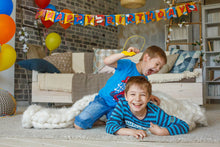 Load image into Gallery viewer, Superhero Birthday Party Supplies Banner by Aliza | Baby Boy Toddler Kids Birthday Super Hero Decorations – Huge 8-foot Superhero Garland Decor – The Perfect Decoration for your Party