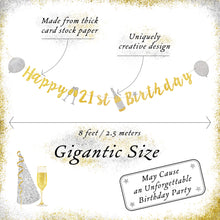 Load image into Gallery viewer, 21st Birthday Decorations Banner by Aliza | 21 Finally Legal Bday Decor for Girls 2000 – Huge 8-feet Long Gold Silver Birthday Supplies Glitter Sparkling Banner – The Perfect Decoration for Her Party
